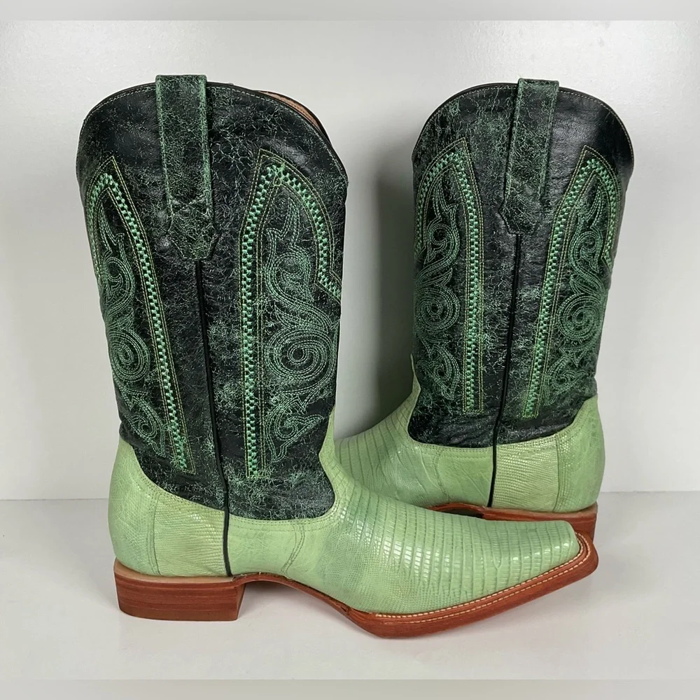 Los Altos Teju Lizard Cowboy Boots | Lime Green | Men’s 10.5 EE - Picture 14 of 16